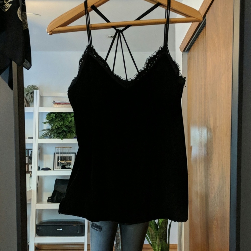 Abercrombie Velvet / Lace Trim Tank Top